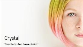  Presentation with hair color - Cool new PPT theme with concept girl with colorful dye backdrop and a white colored foreground