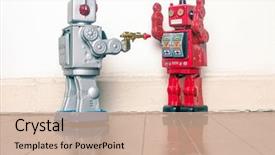  Presentation with wooden toy - PPT theme consisting of concept gun crime with retro background and a coral colored foreground