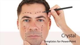  Presentation with plastic surgery - Audience pleasing slide deck consisting of concept hands marking male face backdrop and a lemonade colored foreground