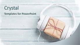  Presentation with christmas music - Colorful presentation design enhanced with concept headphones and gift box backdrop and a sky blue colored foreground