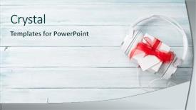  Presentation with christmas music - Presentation theme featuring concept headphones and gift box background and a sky blue colored foreground