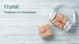  Presentation with christmas music - Beautiful presentation design featuring concept headphones and gift box backdrop and a sky blue colored foreground