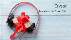  Presentation with tabla music - Slide deck with concept headphones and gift box background and a sky blue colored foreground