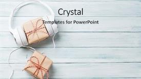  Presentation with christmas music - Audience pleasing PPT layouts consisting of concept headphones and gift box backdrop and a sky blue colored foreground