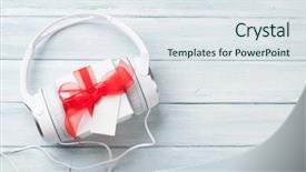  Presentation with christmas music - Colorful PPT theme enhanced with concept headphones and gift box backdrop and a sky blue colored foreground
