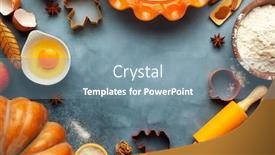  Presentation with fall food - Slide set with concept-homemade-fall-baking background and a seafoam green colored foreground