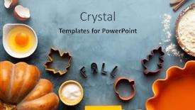  Presentation with fall food - Theme enhanced with concept-homemade-fall-baking background and a light blue colored foreground