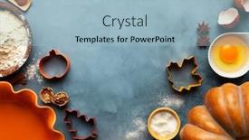  Presentation with fall food - Colorful slide deck enhanced with concept-homemade-fall-baking backdrop and a light blue colored foreground