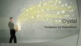  Presentation with successful person - Presentation with concept illustrated with euro dollar background and a  colored foreground