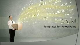  Presentation with successful person - Cool new presentation design with concept illustrated with euro dollar backdrop and a mint green colored foreground