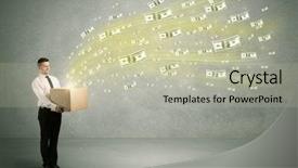  Presentation with successful person - Theme having concept illustrated with euro dollar background and a mint green colored foreground