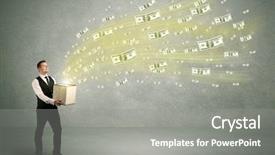  Presentation with successful person - Audience pleasing PPT theme consisting of concept illustrated with euro dollar backdrop and a gray colored foreground