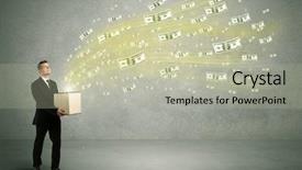  Presentation with successful person - Beautiful PPT theme featuring concept illustrated with euro dollar backdrop and a  colored foreground