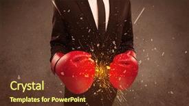  Presentation with puzzly pieces flying in - Slide deck with concept illustrated with glowing residue background and a  colored foreground