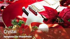  Presentation with electric guitar - PPT theme with stained old brick wall background background and a coral colored foreground