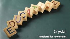  Presentation with domino - Colorful slide set enhanced with concept image of education backdrop and a ocean colored foreground