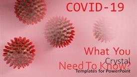  Presentation with health organization - PPT theme having concept-images-of-covid-19 background and a coral colored foreground