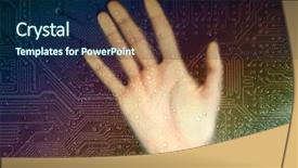  Presentation with electronics - Colorful slides enhanced with concept integrates electronics and bio backdrop and a navy blue colored foreground