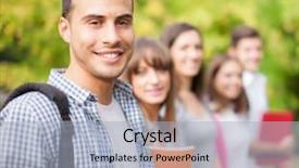  Presentation with racial group high school students - Slide set having education concept - group of students background and a light gray colored foreground