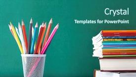  Presentation with crayons - Audience pleasing PPT layouts consisting of primary school design - image of crayons and exercise backdrop and a ocean colored foreground