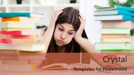  Presentation with unhappy - Presentation design having education concept - unhappy teenage girl studying background and a red colored foreground
