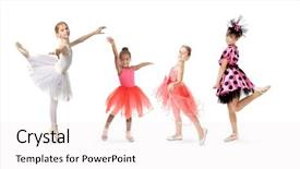  Presentation with dance - PPT theme featuring concept little girls on white background and a sky blue colored foreground