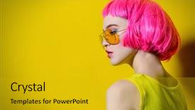  Presentation with cosmetics beauty - Colorful slide deck enhanced with concept make-up and cosmetic backdrop and a gold colored foreground