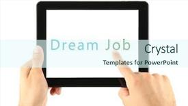  Presentation with job - PPT layouts having concept male hands holding tablet background and a sky blue colored foreground