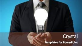  Presentation with idea light ball - PPT layouts consisting of concept man holding light bulb background and a tawny brown colored foreground