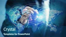  Presentation with virtual - PPT layouts having international retailing - logistic concept man working background and a ocean colored foreground