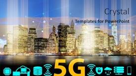  Presentation with cities - PPT theme with concept-of-5g-networks background and a teal colored foreground