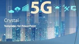  Presentation with cities - Amazing presentation theme having concept-of-5g-networks backdrop and a teal colored foreground
