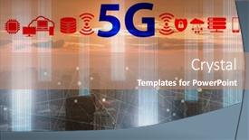  Presentation with cities - PPT theme featuring concept-of-5g-networks background and a coral colored foreground