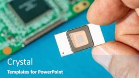  Presentation with quantum - Slides consisting of concept-of-a-quantum-chip background and a teal colored foreground