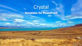  Presentation with strong wind - Cool new PPT theme with concept of active and exotic tourism flat plain with shallow lake and yellowed grass patagonian pampas strong wind carries clouds backdrop and a cobalt blue colored foreground