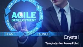  Presentation with software - Slide deck with concept of agile software development background and a  colored foreground