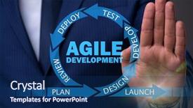  Presentation with software - Cool new PPT layouts with concept of agile software development backdrop and a navy blue colored foreground