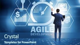  Presentation with software - Beautiful PPT theme featuring concept of agile software development backdrop and a ocean colored foreground