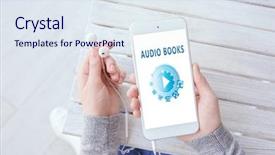  Presentation with audio - Beautiful theme featuring concept of audio books backdrop and a sky blue colored foreground