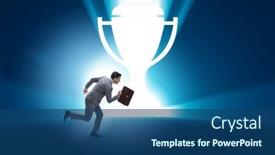  Presentation with award - Slide set having concept-of-award-with-business and a ocean colored foreground