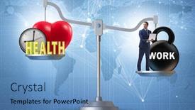  Presentation with health balance - PPT layouts consisting of concept-of-balance-between-work background and a teal colored foreground