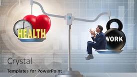  Presentation with health balance - Amazing presentation theme having concept-of-balance-between-work backdrop and a light gray colored foreground