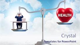  Presentation with health balance - PPT theme consisting of concept-of-balance-between-work background and a sky blue colored foreground