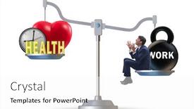 Presentation with health balance - Beautiful presentation theme featuring concept-of-balance-between-work backdrop and a white colored foreground