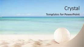  Presentation with beach volleyball - Presentation theme enhanced with concept of beach volleyball background and a light blue colored foreground
