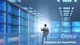  Presentation with data management - Cool new presentation design with concept-of-big-data-management backdrop and a teal colored foreground