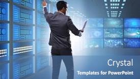  Presentation with data management - PPT theme featuring concept-of-big-data-management background and a teal colored foreground