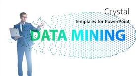  Presentation with data mining - Colorful presentation theme enhanced with concept-of-big-data backdrop and a white colored foreground