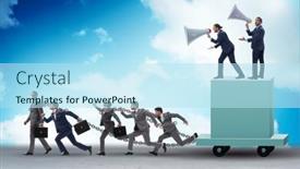  Presentation with leadership - PPT theme featuring concept-of-bossy-autocratoc-leadership background and a sky blue colored foreground