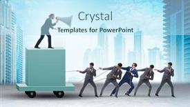  Presentation with leadership - Slide deck with concept-of-bossy-autocratoc-leadership background and a cool aqua colored foreground